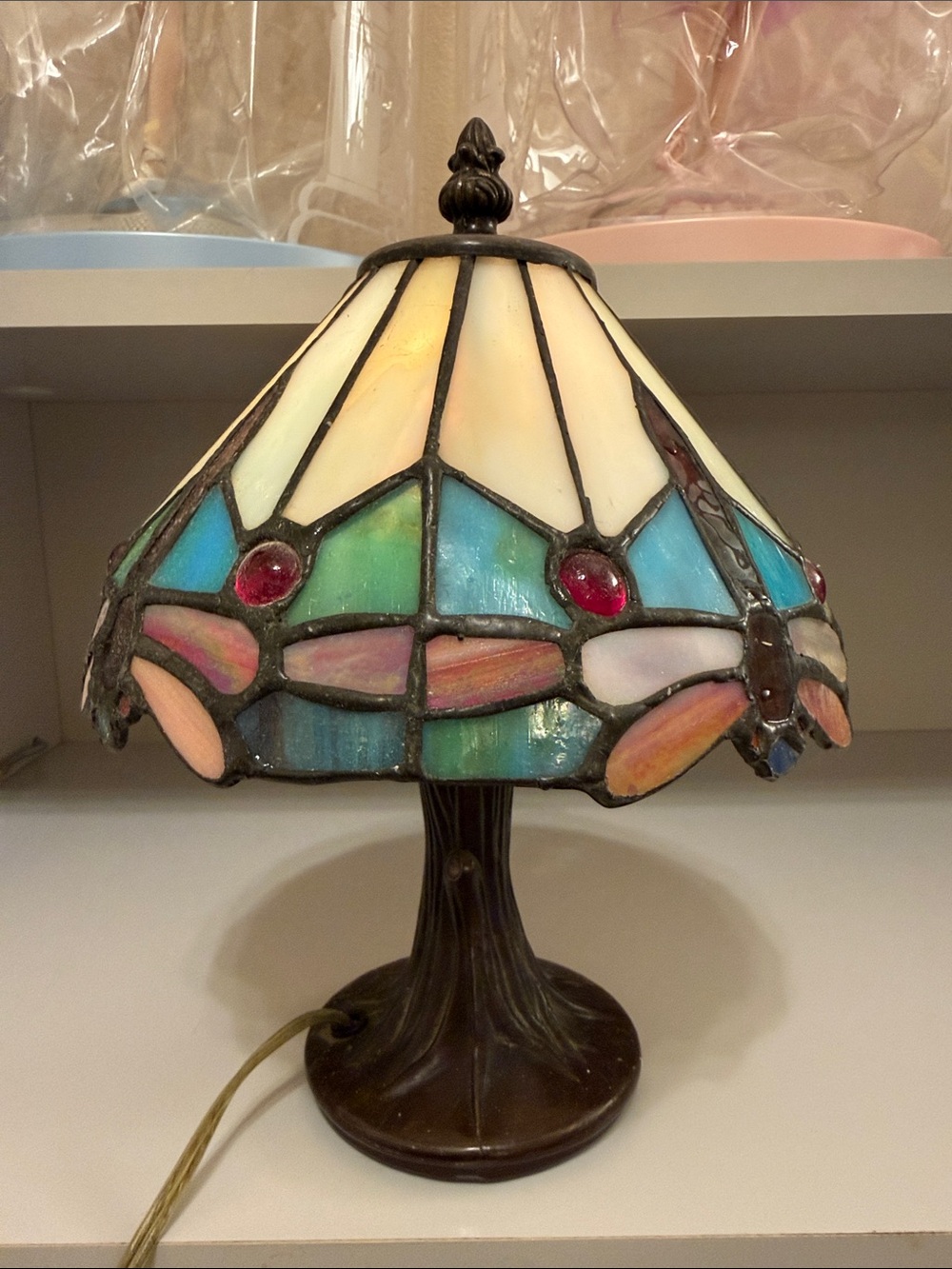 Tiffany-Style Stained Glass Table Lamp - Multicolor Shade